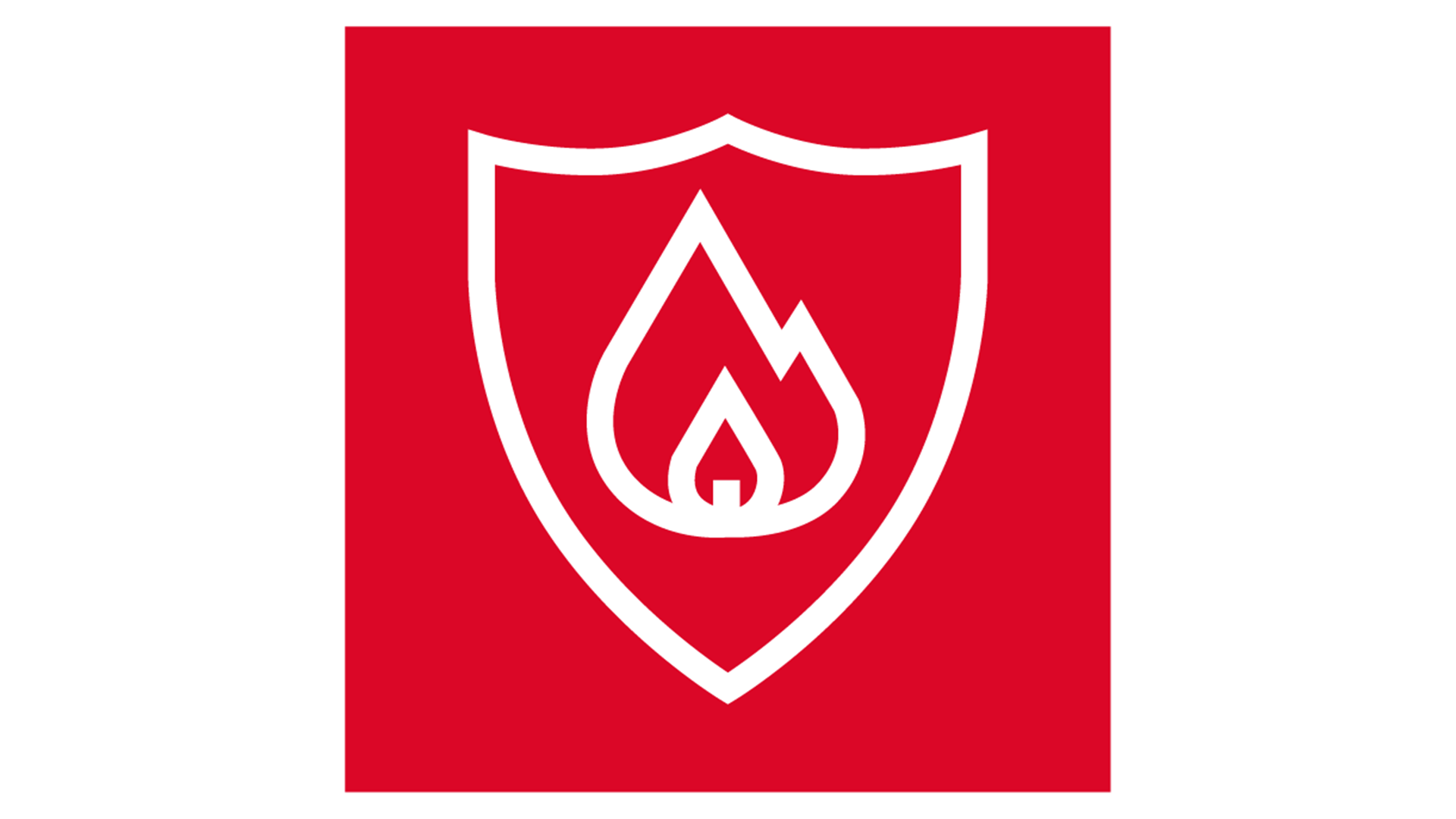 ROCKWOOL Icon mit einem Schild auf dem Flammen sind als Symbol für den Steinwolle-Vorteil Brandschutz